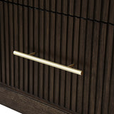 Modern Solid Wood Fluted Nightstand with USB & Oak Texture