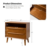 Lilian 2 - Drawer Mid Century Nightstand with Built-in Outlets(Optional Types)