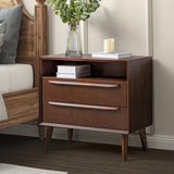 Lilian 2 - Drawer Mid Century Nightstand with Built-in Outlets(Optional Types)
