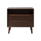 Lilian 2 - Drawer Mid Century Nightstand with Built-in Outlets(Optional Types)