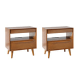 Giralda 2-Drawer Mid-century Modern Nightstand with Built-In Outlets(Optional Types)