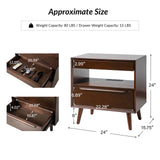Giralda 2-Drawer Mid-century Modern Nightstand with Built-In Outlets(Optional Types)