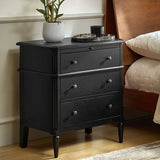 Griselda Transitional 3-Drawer Nightstand with Hidden Compartment, Pull-Out Tray & Power Outlet Solid Wood Elegance