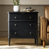 Griselda Transitional 3-Drawer Nightstand with Hidden Compartment, Pull-Out Tray & Power Outlet Solid Wood Elegance
