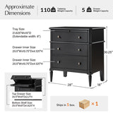 Griselda Transitional 3-Drawer Nightstand with Hidden Compartment, Pull-Out Tray & Power Outlet Solid Wood Elegance