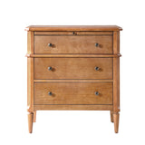 Griselda Transitional 3-Drawer Nightstand with Hidden Compartment, Pull-Out Tray & Power Outlet Solid Wood Elegance