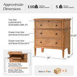 Griselda Transitional 3-Drawer Nightstand with Hidden Compartment, Pull-Out Tray & Power Outlet Solid Wood Elegance