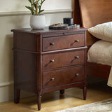 Griselda Transitional 3-Drawer Nightstand with Hidden Compartment, Pull-Out Tray & Power Outlet Solid Wood Elegance