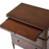 Griselda Transitional 3-Drawer Nightstand with Hidden Compartment, Pull-Out Tray & Power Outlet Solid Wood Elegance