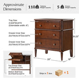 Griselda Transitional 3-Drawer Nightstand with Hidden Compartment, Pull-Out Tray & Power Outlet Solid Wood Elegance