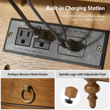 Bernhard 3-Drawer Traditional Style Nightstand Chest with Built-In Outlets(Optional Types)