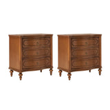 Bernhard 3-Drawer Traditional Style Nightstand Chest with Built-In Outlets(Optional Types)