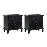 Camilo 27" Tall Arched Faux Rattan Nightstand With Built-In Outlets(Optional Types)