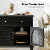 Camilo 27" Tall Arched Faux Rattan Nightstand With Built-In Outlets(Optional Types)
