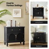 Camilo 27" Tall Arched Faux Rattan Nightstand With Built-In Outlets(Optional Types)