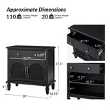 Camilo 27" Tall Arched Faux Rattan Nightstand With Built-In Outlets(Optional Types)