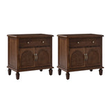 Camilo 27" Tall Arched Faux Rattan Nightstand With Built-In Outlets(Optional Types)