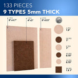 133 Pcs. Felt Furniture Pads - Protect Various Floors Including Hardwood, Laminate, Tile, And Vinyl