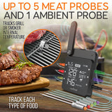 Smart Bbq Grill Thermometer - Digital Display, Stainless Dual Probes Safe To Leave In Outdoor Barbecue Meat Smoker - Wireless Remote Alert Ios Android Phone Wifi App