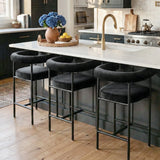 New York 24" Velvet Counter Stool with Arms (Set of 3)