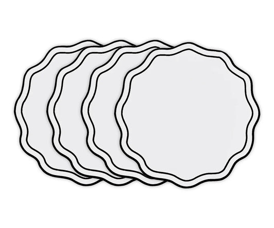 Black Round Placemats - Double Scalloped