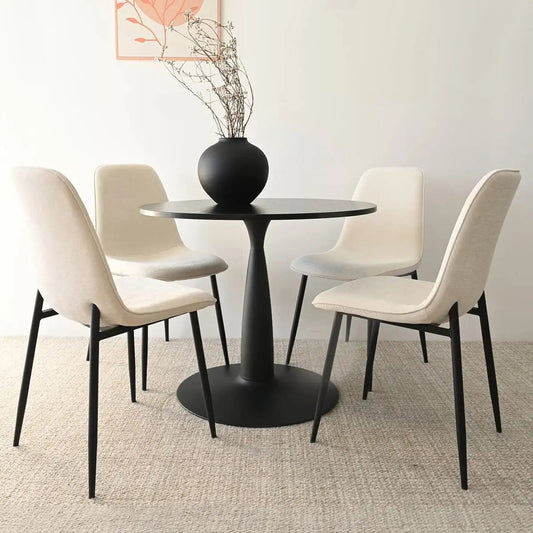 Haven & Oslo 35" Black Round Dining Table Set for 4 (5-Piece)