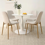 New Haven & Oslo 35" White Round Dining Table Set for 4 (5-Piece)