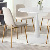 New Haven & Oslo 35" White Round Dining Table Set for 4 (5-Piece)