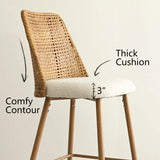 Nice 27" Rattan Upholstered Counter Stool (Set of 2)