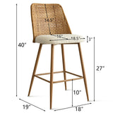 Nice 27" Rattan Upholstered Counter Stool (Set of 3)