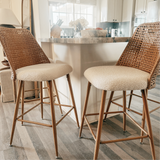 Nice 27" Modern Rattan Upholstered Counter Stool (Set of 4)