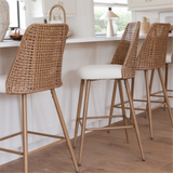 Nice 27" Rattan Upholstered Counter Stool (Set of 2)