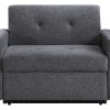Noah Convertible Sleeper Chair-and-a-Half, Gray