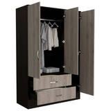 Tuhome Bolton 120 Mirrored Armoire with Metal Hardware, Double Door Cabinet, Two Drawers, Single Door with Mirror, Rods, Modern Storage Solution for Bedroom or Closet