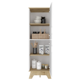 Tuhome Pamplona Microwave Tall Cabinet with Spacious Counter Surface, Multiple Storage Shelves, Upper and Lower Double Door Cabinets, Integrated Cable Management and Large Vertical Design for Modern Kitchens