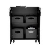 TUHOME Storage Cabinet with Casters, Double Door Design, Two Interior Shelves and Mobile Utility Storage for Garage, Laundry Room or Workspace Organization, Compact Freestanding Cabinet for Everyday Use