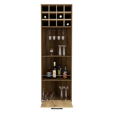 TUHOME Marsella Corner Bar Cabinet, Home Bar Furniture with Eight Built-In Wine Rack, Cup Rack, Drawer Storage and Two Side Shelves, Space-Saving Corner Cabinet for Modern Entertainment Areas