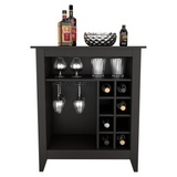 Essential Bar Cabinet with Open Display Shelf, Built-In Wine Rack Cubbies, Smooth-Glide Storage Drawer and Spacious Top Surface for Elegant Home Entertaining, Beverage Organization and Modern Bar.