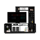 Kava Entertainment Center with Large TV Storage Space for Screens up to 78", Six External Display Shelves, Double-Door Cabinet, Built-In Wine Rack and Modern Multi-Functional Design for Organized Living Room Entertainment
