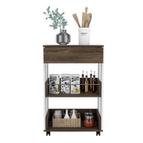 Tuhome Verona Kitchen Cart with Three Spacious Shelves, Functional Countertop Surface, Smooth Four-Caster Mobility System, Modern Multi-Level Storage Design for Organized and Efficient Everyday Kitchen Use