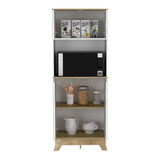Tuhome Pamplona Microwave Tall Cabinet with Spacious Counter Surface, Multiple Storage Shelves, Upper and Lower Double Door Cabinets, Integrated Cable Management and Large Vertical Design for Modern Kitchens