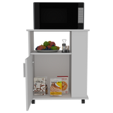 Kitchen Service Cart, Three Side Shelves, Two Interior Shelves, Single Door Cabinet