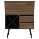 TUHOME Prunus Bar Cabinet with One Storage Cabinet, Two Spacious Drawers, Bottle Racks and Functional Top Surface Offering Modern Organization for Home Entertainment, Cocktail Preparation and Stylish Living or Dining Spaces