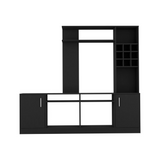 Kava Entertainment Center with Large TV Storage Space for Screens up to 78", Six External Display Shelves, Double-Door Cabinet, Built-In Wine Rack and Modern Multi-Functional Design for Organized Living Room Entertainment