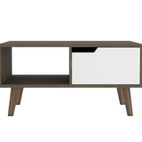 TUHOME Oslo Coffee Table 2.0 with Single Drawer, Open Shelf and Modern Four-Leg Design for Living Room Organization, Stylish Center Table for Books, Magazines and Everyday Home Storage