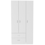 Tuhome Austral Three-Door Armoire with Double Door Hanging Cabinet, Full-Height Shelving Section, Two Spacious Storage Drawers, Modern Multi-Compartment Wardrobe for Organized Bedrooms and Versatile Home Storage