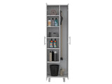 TUHOME Nala Cleaning Cabinet, Freestanding Utility Storage with Double Door Cabinet, Five Shelves, Broom and Mop Compartment, Space-Saving Organization for Laundry Room, Kitchen or Garage