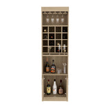 Tuhome Being Kava Bar Cabinet with Double Door Storage, Two Open Shelves, Sixteen Built-In Wine Rack Cubbies, Integrated Glass Rack and Vertical Home Bar Organizer for Cocktail Preparation and Bottle Display
