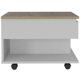 Luanda Lift-Top Coffee Table with Concealed Storage Compartment, Lower Open Shelf, Smooth-Lifting Mechanism and Locking Casters for Mobile Living Room Convenience, Modern Organization and Versatile Everyday Functionality