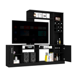 Kava Entertainment Center with Large TV Storage Space for Screens up to 78", Six External Display Shelves, Double-Door Cabinet, Built-In Wine Rack and Modern Multi-Functional Design for Organized Living Room Entertainment